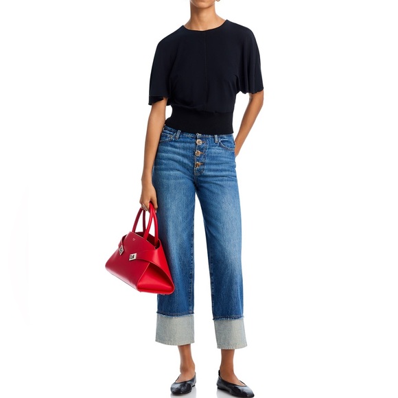 Derek Lam 10 Crosby Blue High Rise Cuff Straight Jeans - Picture 2 of 6